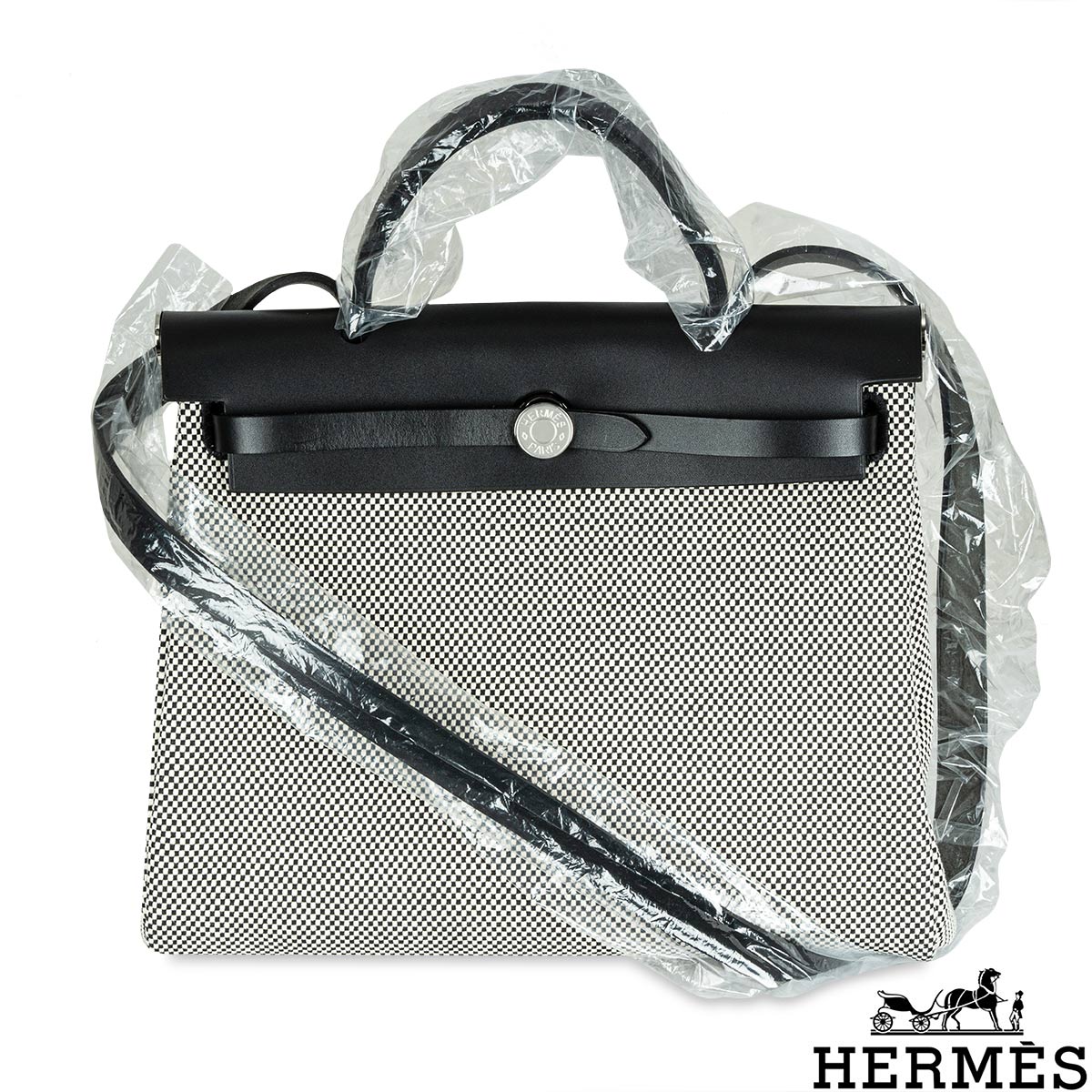 Hermès Herbag Zip Retourne 31 Quadrille Ecru Toile / Noir Hunter PHW Hermès Herbag Zip Retourne 31 Quadrille Ecru Toile / Noir Hunter PHW
